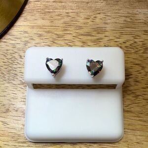 6mm Heart-Shaped Mystic Topaz Stud Earrings in 925 sterling silver 1.56CTTW